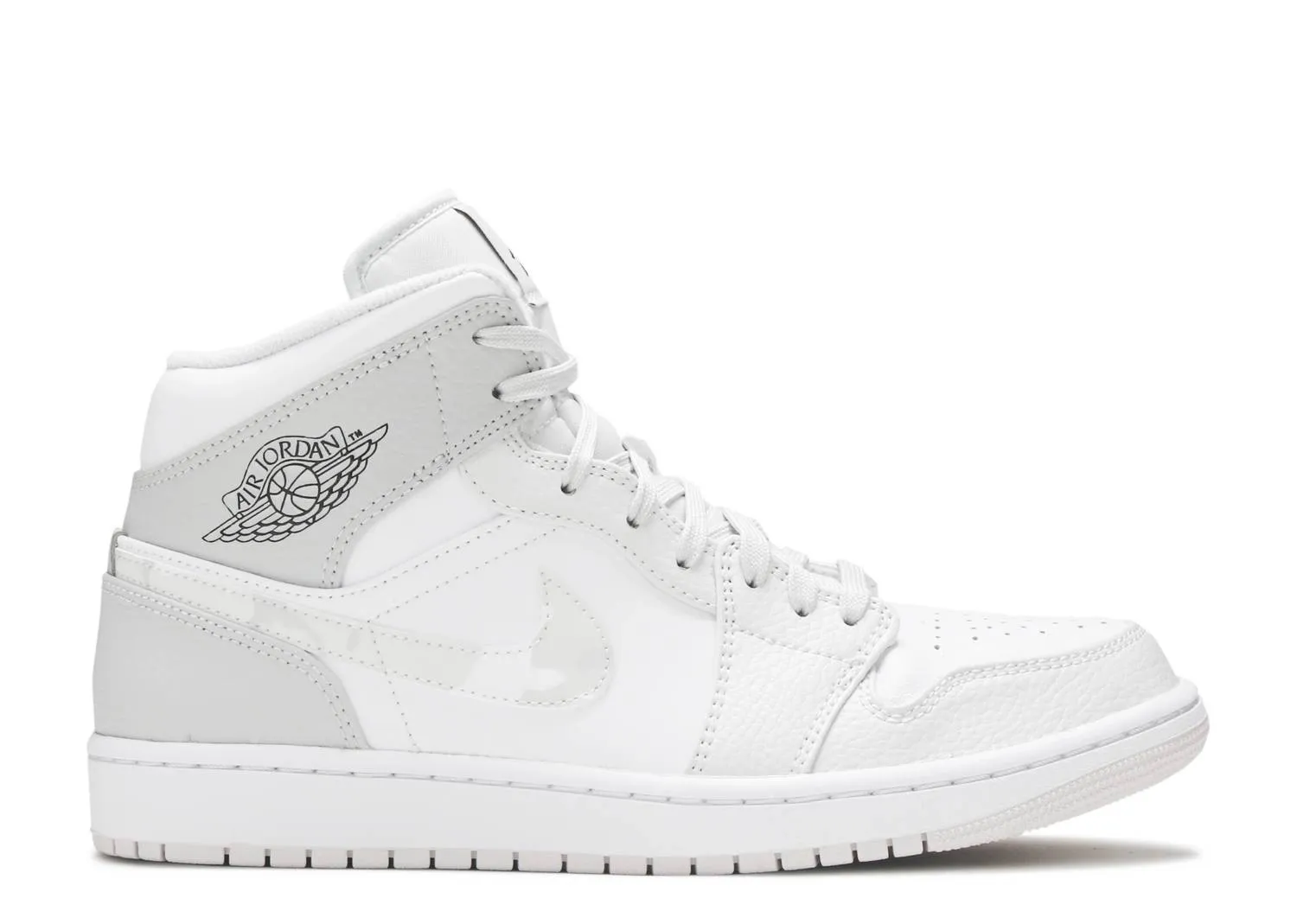 Высокие кроссовки Air Jordan 1 Mid Swoosh Logo - Grey Camo (Белый) Унисекс