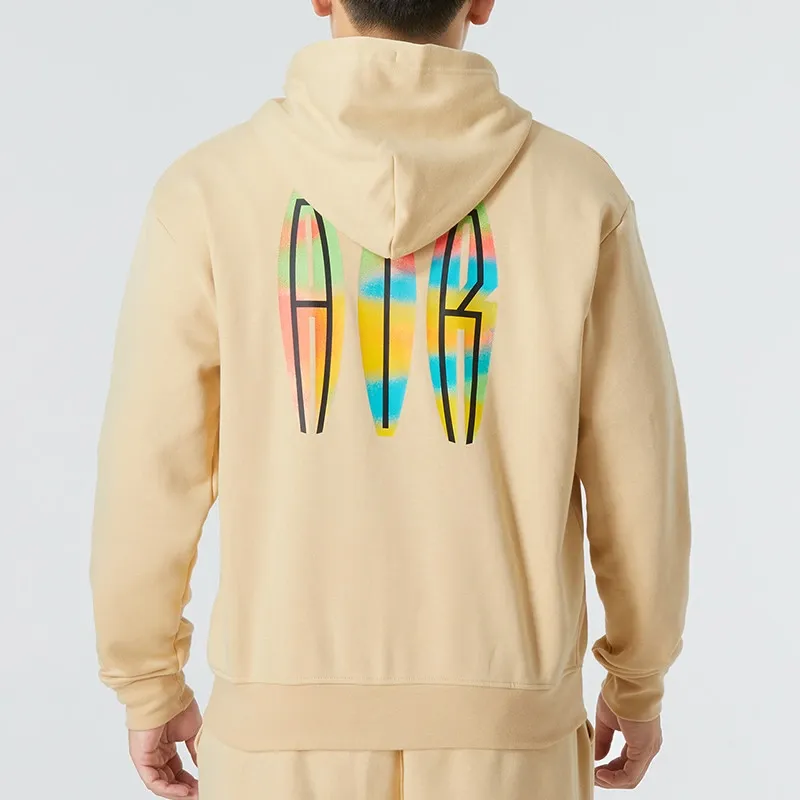 Zip Kangaroo Hoodie Beige фото