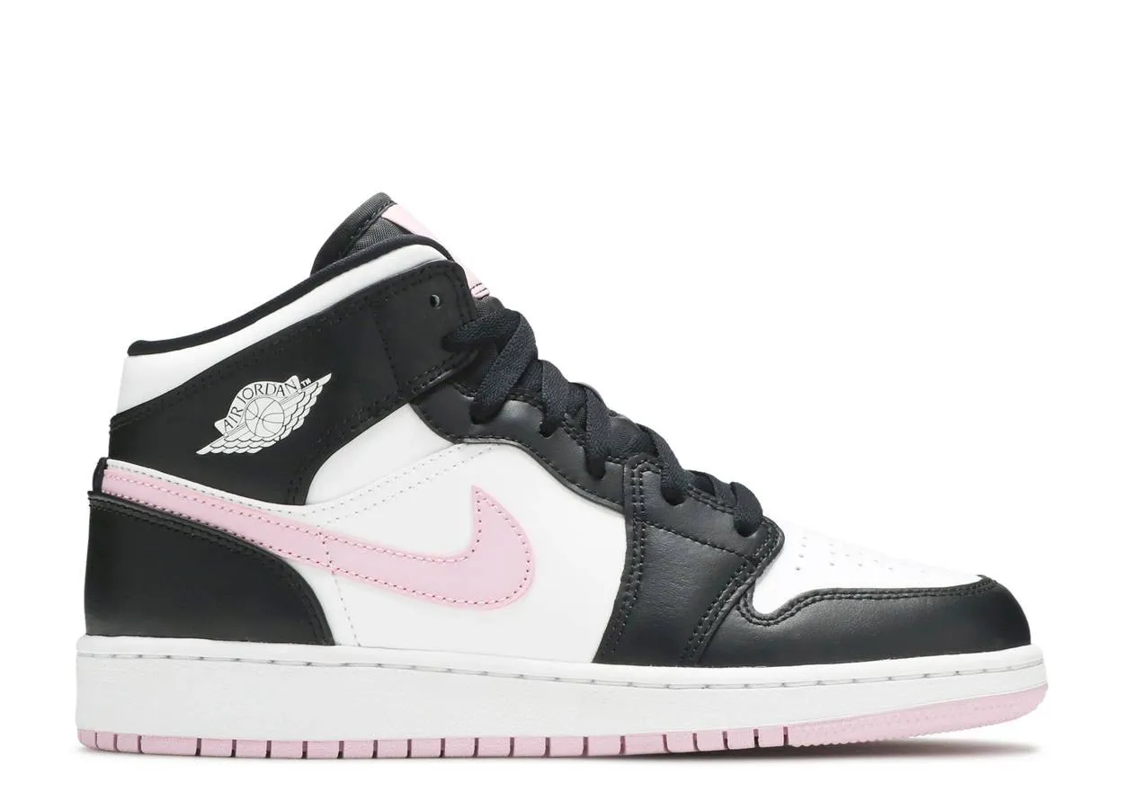Высокие кроссовки Air Jordan Air Jordan 1 Mid GS White Light Arctic Pink (Чёрный) Женский