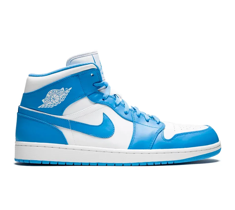 Высокие кроссовки Air Jordan 1 Mid UNC (Голубой) Унисекс