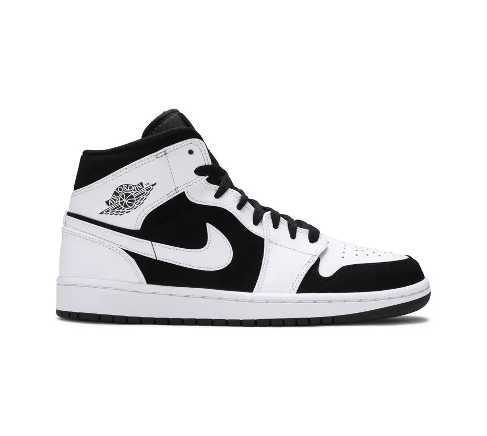 Высокие кроссовки Air Jordan 1 Mid White Black (Белый) Унисекс