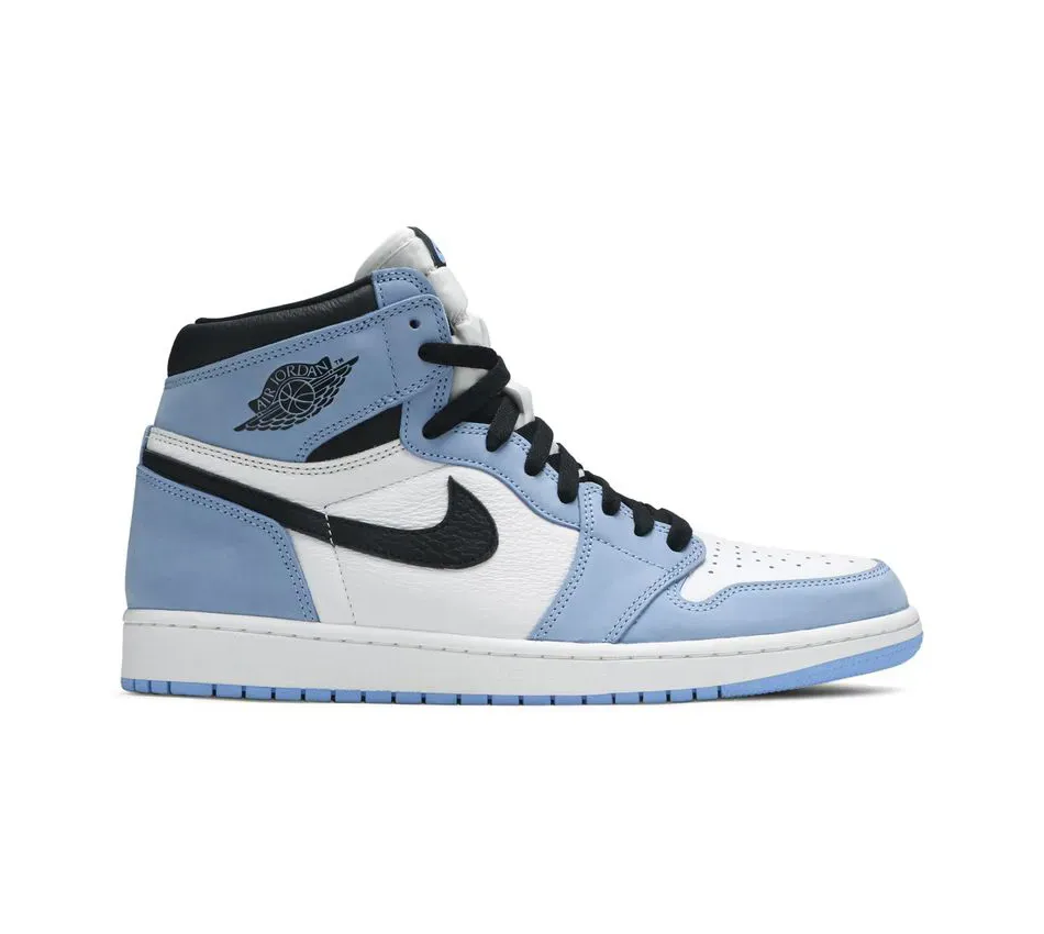 Высокие кроссовки Air Jordan 1 High White University Blue Black (2021) (Голубой) Мужской