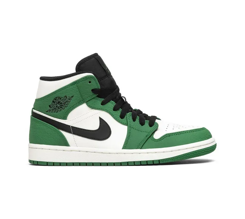 Высокие кроссовки Air Jordan 1 Mid Pine Green (2019) (Зелёный) Унисекс