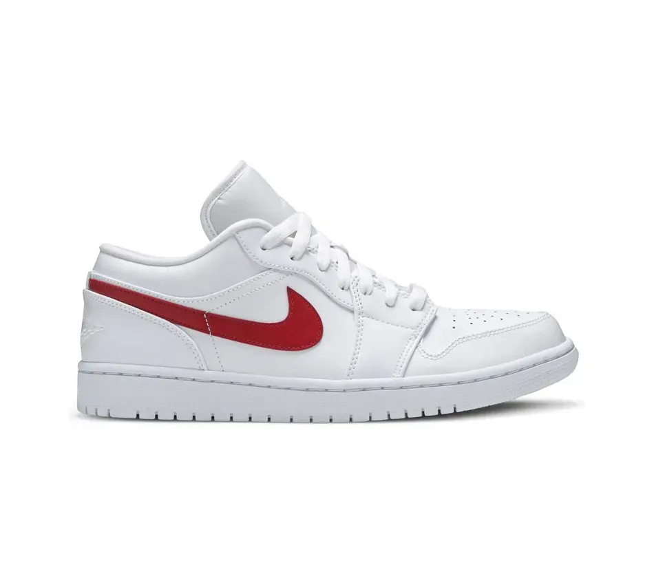 Низкие кроссовки Air Jordan 1 Low White University Red (2020) (Белый) Унисекс