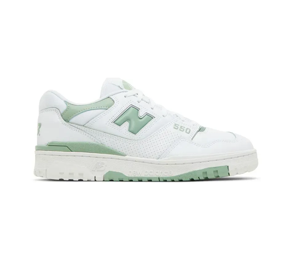 Низкие кроссовки New Balance 550 White Mint Green (Белый) Унисекс