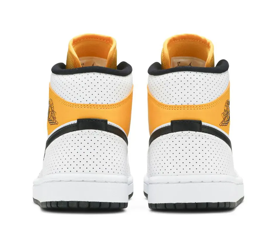 Air Jordan 1 Mid Perforated White University Gold фото