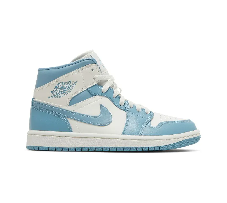 Высокие кроссовки Air Jordan 1 Mid WMNS University Blue (Голубой) Унисекс