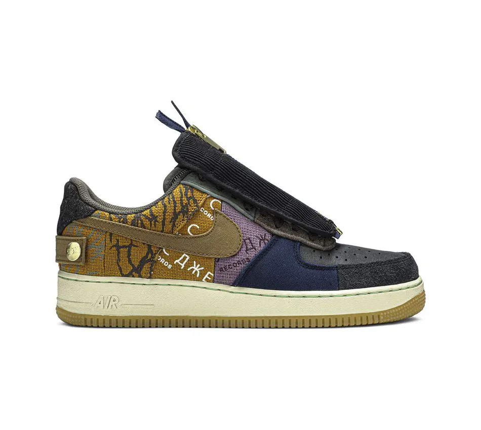 Низкие кроссовки Nike Air Force 1 Low Travis Scott 1 Low Cactus Jack 'Fossil' (2019) (Коричневый) Мужской