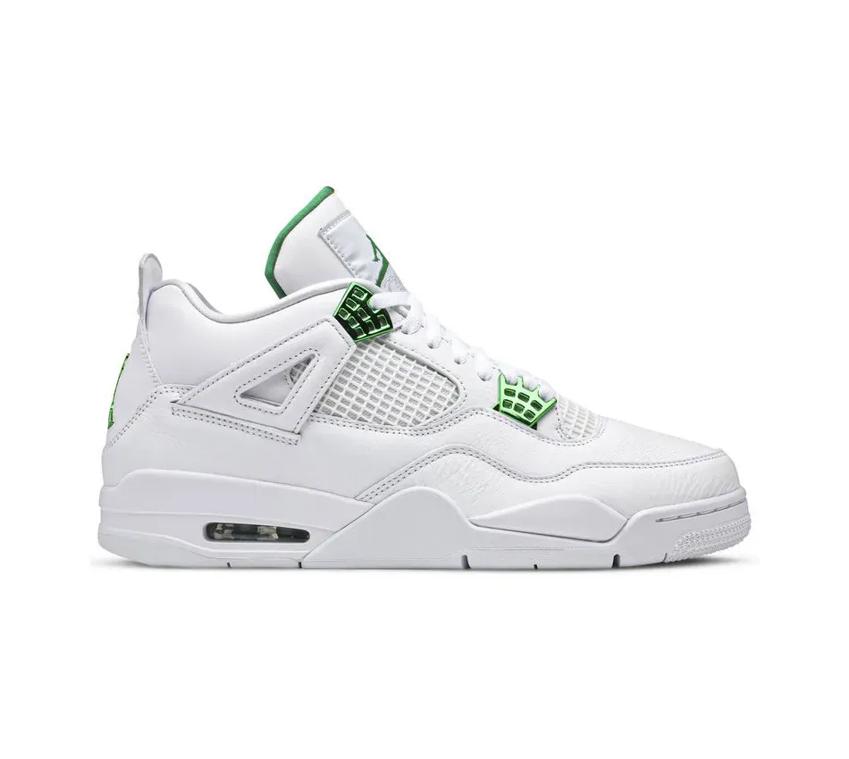 Высокие кроссовки Air Jordan 4 Green Metallic (Белый) Унисекс
