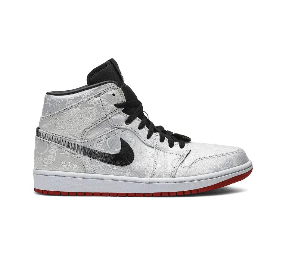 Высокие кроссовки Air Jordan 1 Mid CLOT 'Fearless' (2019) (Белый) Мужской