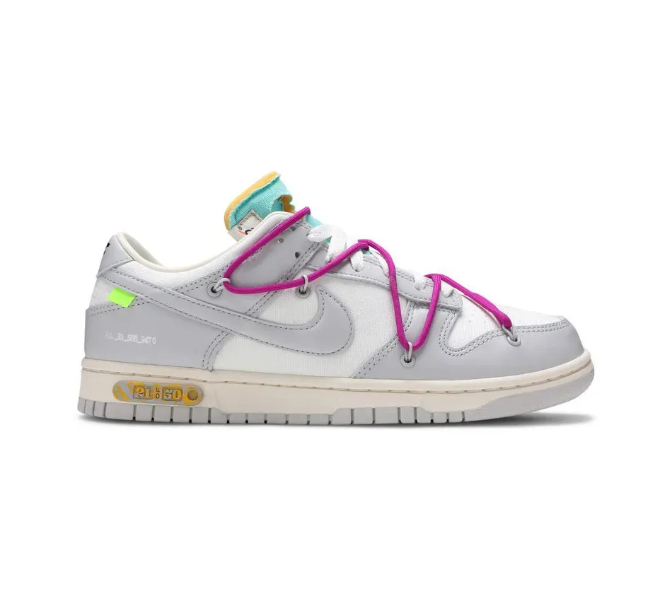 Кроссовки Nike Off White X Dunk Low Lot 21 Of 50 (Серый) Унисекс