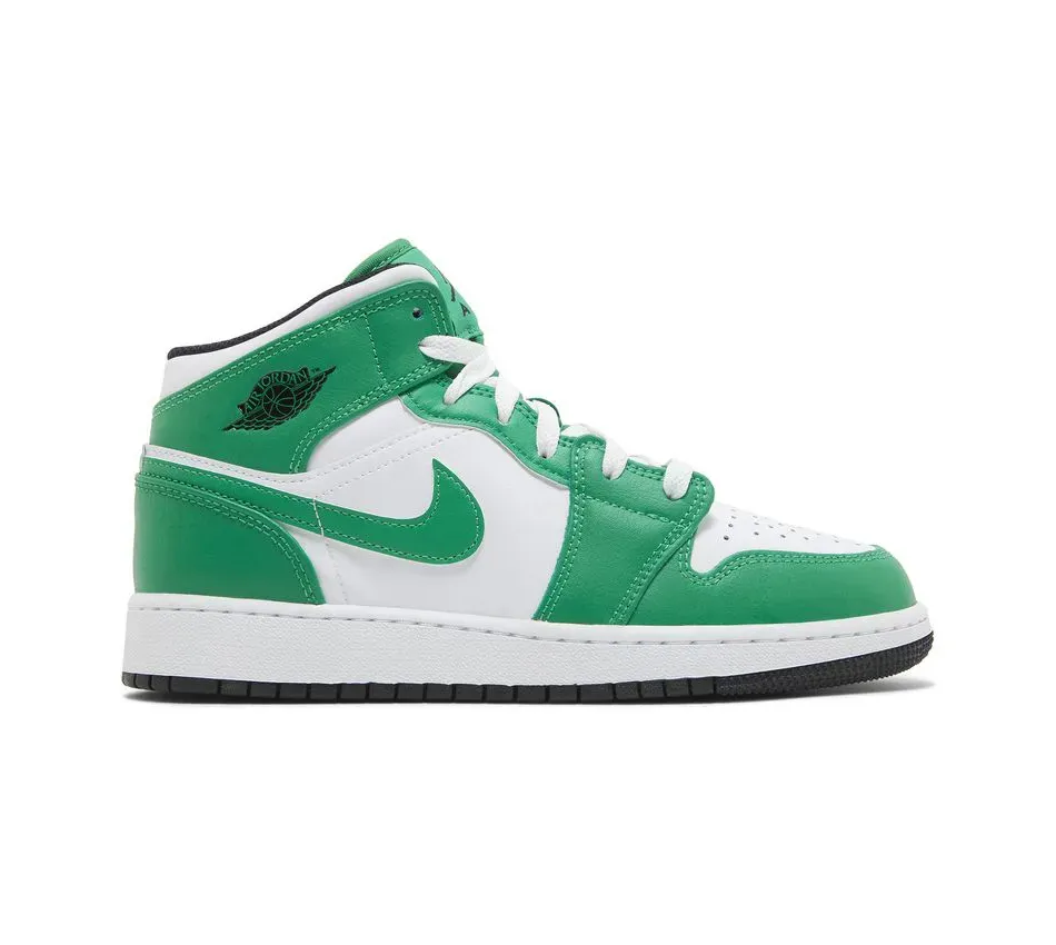 Высокие кроссовки Air Jordan Air Jordan 1 Mid GS Lucky Green (Зелёный) Унисекс
