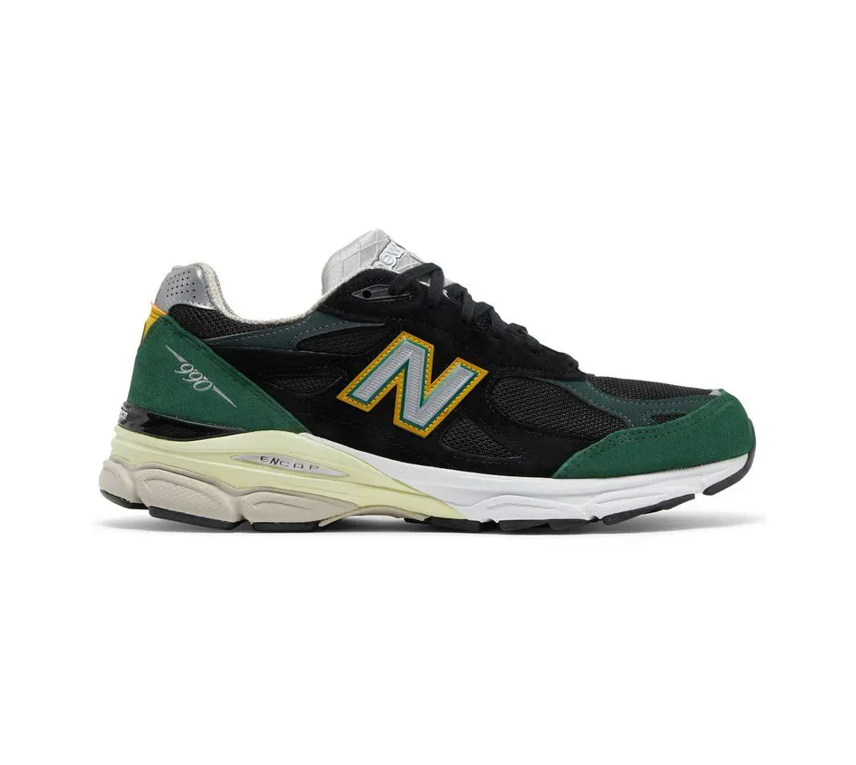 Кроссовки New Balance 990V3 MiUSA Black Green Yellow (Зелёный) Унисекс